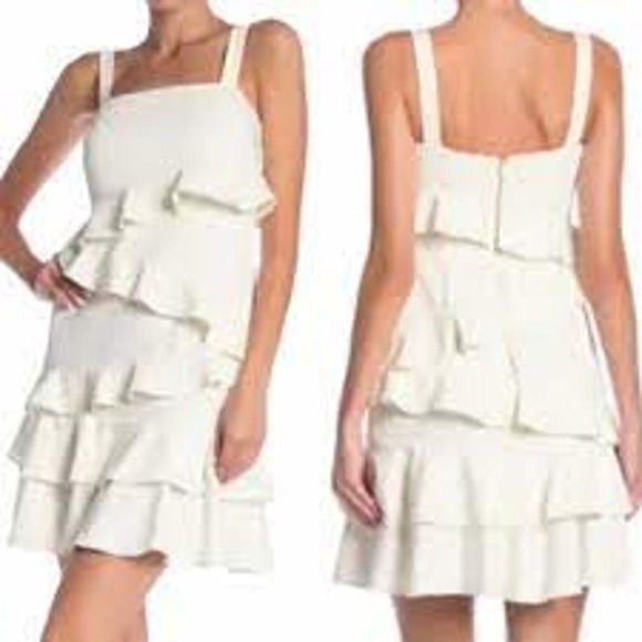 NWT Alexia Admor White Tank Dress with Ruffle Detailing SZ 8 - Picture 1 of 8